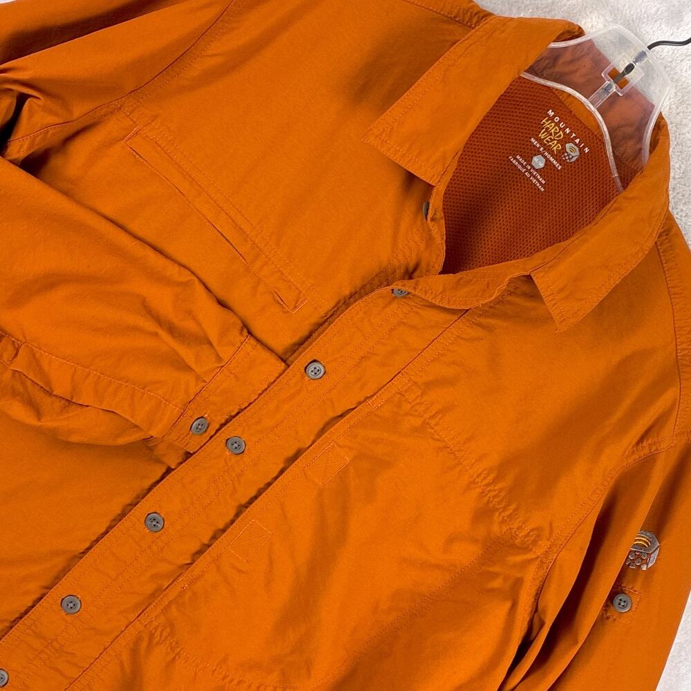 Mountain Hardwear Canyon Shirt Mens M Orange Nylon Vented Preppy Outdoors Hiking